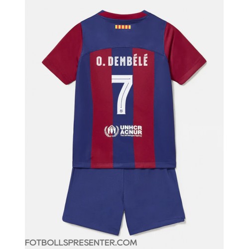 Barcelona Ousmane Dembele #7 Hemmatröja Barn 2023-24 Kortärmad (+ korta byxor)